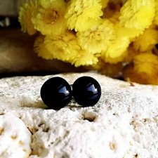 KOBALTOWE KOLCZYKI SZTYFTY ceramika & srebrna stal chirurgiczna DAMSKA BIŻUTERIA CERAMICZNA okrągłe wkrętki granatowe GAIA