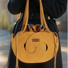 Torebka handmade ze sznurka Pierścienie musztardowa Tps01-09