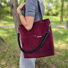 Torba shopper bordowy welur