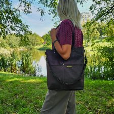 Torba shopper welur- gorzka czekolada