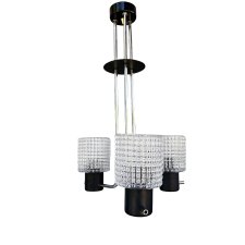 Lampa wisząca Elektroinstala Jílové, Czechosłowacja, lata 70. szkło tłoczone, modernizm