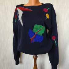 Sweter Escada vintage lata 80-te wełna z jedwabiem
