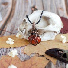 Wisiorek dynia agat karneolowy pomarańczowy miedź antyczna jesień halloween