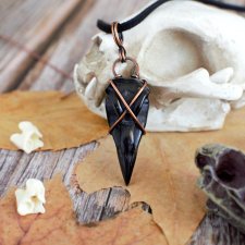 Wisior ptasia czaszka onyks miedź antyczna jesień halloween