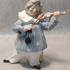 TENGRA Porcelanowy Klaun Pierrot grający na skrzypcach Hiszpania!