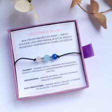Bransoletka personalizowana z kamieniami naturalnymi | wybór sznurka, grawer życzeń | prezent na urodziny i rocznicę
