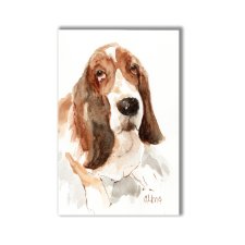 Basset hound akwarela ręcznie malowana