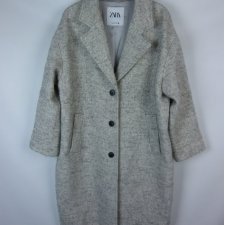 Zara luźny płaszcz do kolan jodełka / L