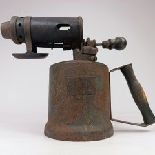 Lampa lutownicza z drewnianym uchwytem, vintage