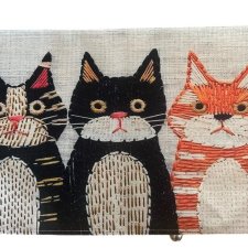 Podkładka dekoracyjna koty 45x30 cm imitacja lnu i haftu ???? Serweta bieżnik styl Vintage