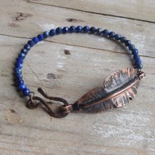 Bransoletka z kutej oksydowanej i lapis lazuli /1/