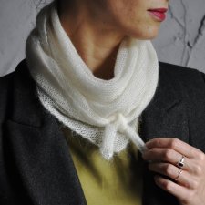 Mały szalik z wełny typu bandana, mała trójkątna chusta moher z jedwabiem, jesienna apaszka