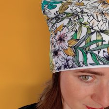 Czapka Bawełniana Jesienna Kwiatowa