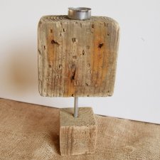 Świecznik drewniany, stare drewno, loft, industrialny, wabi-sabi /12/ rękodzieło, handmade
