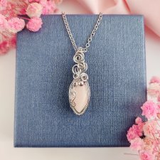 Naszyjnik Jadeit stal chirurgiczna wisiorek handmade wirewrapping