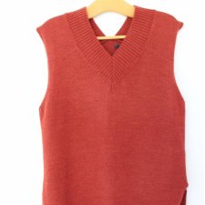 kamizelka vintage z alpaką i wełną włoska ciepła bezrękawnik Ceglasty