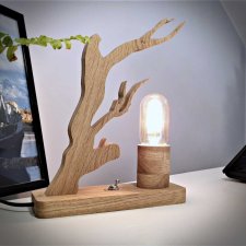 Drewniana lampka nocna, lampka biurowa w stylu eko, boho, rustykalna, w kształcie drzewa, mega dekoracyjna i stylowa