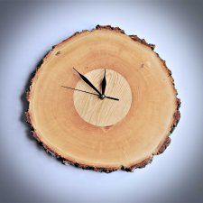 Zegar z plastra drewna, brzozy, drewniany plaster zegar ścienny oryginalny, rustykalny, boho, duży na ścianę, naturalny