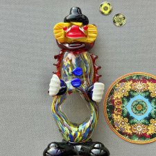 Mid-Century Murano Art Glass Clown 20cm. ❤ Prawdziwa perełka  ❤ Klaun od Murano - Szkło barwione w masie