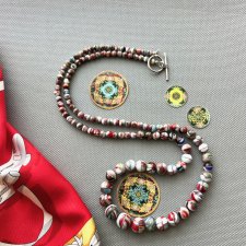Art Glass Necklace ❤ Wspaniały naszyjnik wykończony srebrem ❤