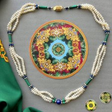 Art Italy Necklace ❤ lapis lazuli, malachite and pearls ❤ Stworzony przez naturę ❤