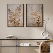 ZESTAW PLAKATÓW 2cz 30x40 cm Paproć w odcieniach ziemi  (set229)