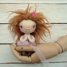 Aniołek lalka - dekoracja tekstylna, OOAK, XXS
