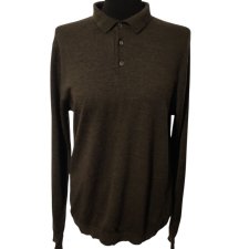 Sweter khaki 100% wełna merino basic klasyczny premium jesienno-zimowy M