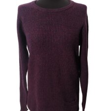 Wełniany sweter damski Vailent fioletowo-bordowy oversize jagnięca wełna M ciepły klasyczny casual