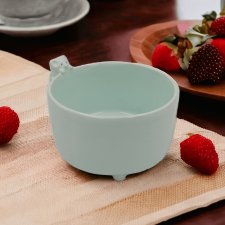 Miętowa miseczka śniadaniowa z misiem - Polskie rękodzieło na prezent - Lamabo Ceramics