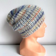 Handmade Czapka damska AUREA Print Merynos plus moher i jedwab 21/59 morski kapitan - od ręki