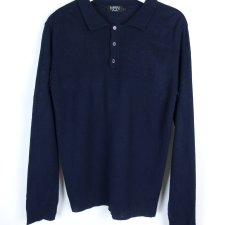 BoohooMan cienki granatowy sweterek polo / M