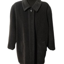 Grafitowy wełniany płaszcz COSIGSA z angorą i kaszmirem oversize trapezowy 2XL/3XL elegancki klasyczny jesienno-zimowy