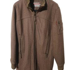 Wełniany płaszcz Lee Cooper M szaro-beżowy z kieszeniami vintage smart casual