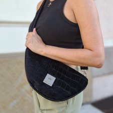 Torebko nerka z tłoczonego weluru Czarna