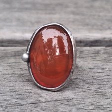 Agat w pomarańczy - pierścionek regulowany