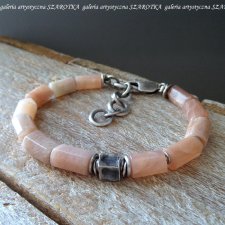 PEACH MOUSSE bransoletka z kamienia słonecznego i srebra