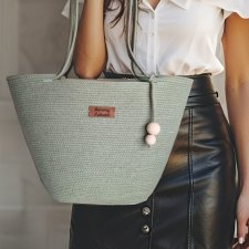 Torebka koszyk miejski ze sznurka rękodzieło na prezent TS02-b019