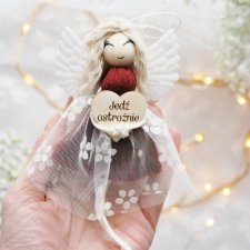 Zawieszka do samochodu Aniołek - Jedź ostrożnie - bordo | Do auta