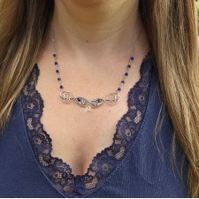Naszyjnik kryształ górski lapis lazuli wire wrapping