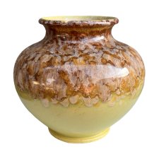 Wazon ceramiczny SS Meissen typ 1107/8 Niemcy, lata 60. szkliwienie krystaliczne drip glaze żółto-brązowy