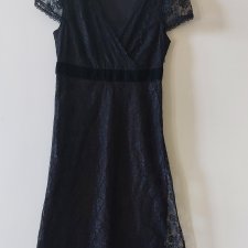 Koronkowa sukienka czarna vintage alternative  S