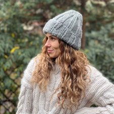 100% MERINO czapka w grubym splocie CHUNKY
