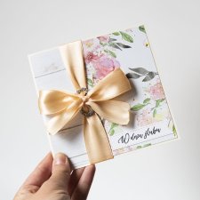 Kartka ślubna z kokardą glamour kryształki