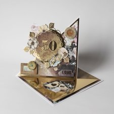 50 rocznica ślubu, złote gody, kartka 3d stojąca trójwymiarowa