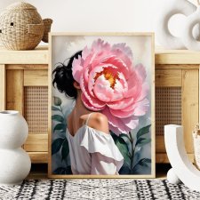 Plakat Dziewczyna z kwiatami- format 61x91 cm różowy