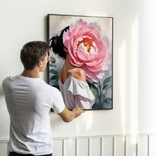 Plakat Dziewczyna z kwiatami- format 40x50 cm różowy