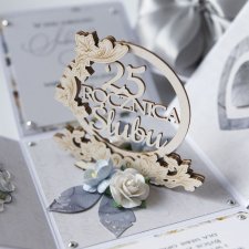 25 rocznica ślubu, srebrne gody, exploding box, kartka 3d