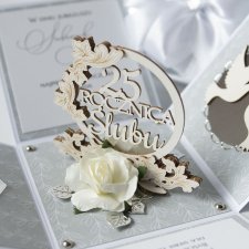 25 rocznica ślubu, srebrne gody, exploding box, kartka 3d