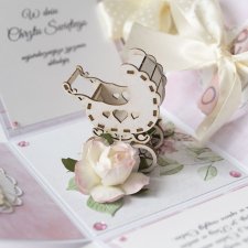 Pamiątka Chrztu Świętego dziecka exploding box kartka 3d